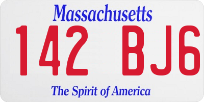 MA license plate 142BJ6
