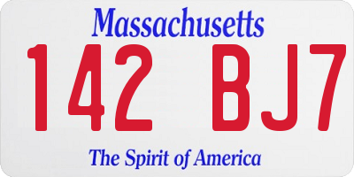 MA license plate 142BJ7