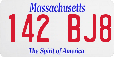 MA license plate 142BJ8