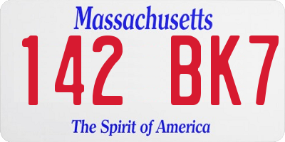MA license plate 142BK7