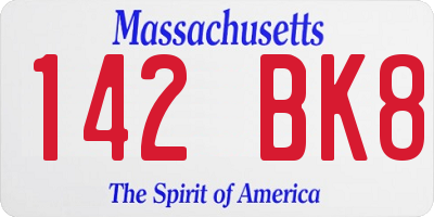 MA license plate 142BK8