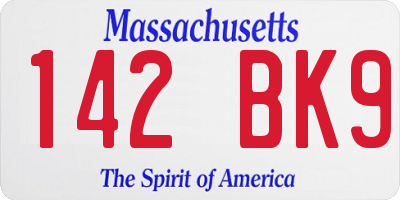 MA license plate 142BK9