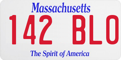 MA license plate 142BL0