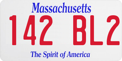 MA license plate 142BL2