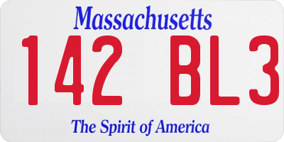 MA license plate 142BL3