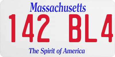 MA license plate 142BL4