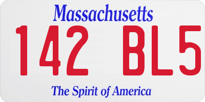MA license plate 142BL5