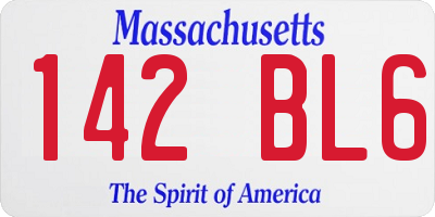 MA license plate 142BL6
