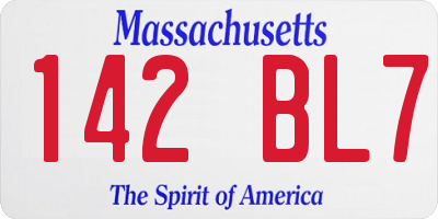 MA license plate 142BL7