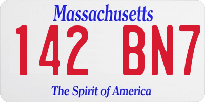 MA license plate 142BN7