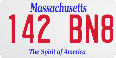 MA license plate 142BN8