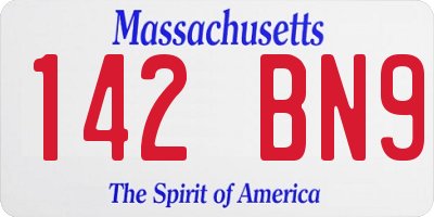 MA license plate 142BN9