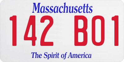 MA license plate 142BO1