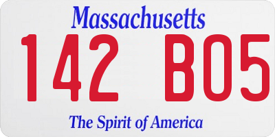 MA license plate 142BO5