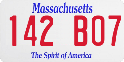 MA license plate 142BO7