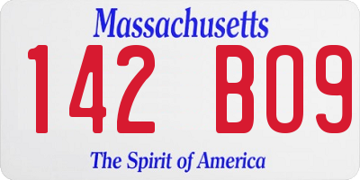 MA license plate 142BO9
