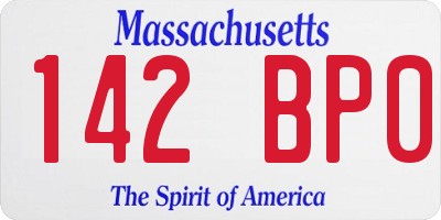 MA license plate 142BP0