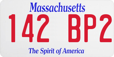 MA license plate 142BP2