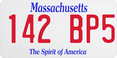 MA license plate 142BP5