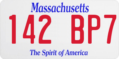 MA license plate 142BP7