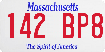 MA license plate 142BP8