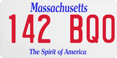 MA license plate 142BQ0