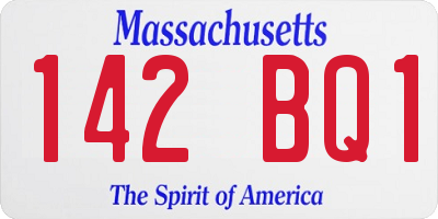 MA license plate 142BQ1