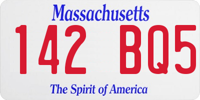 MA license plate 142BQ5