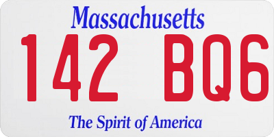 MA license plate 142BQ6