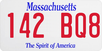 MA license plate 142BQ8