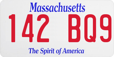 MA license plate 142BQ9