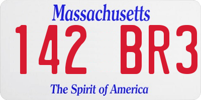 MA license plate 142BR3