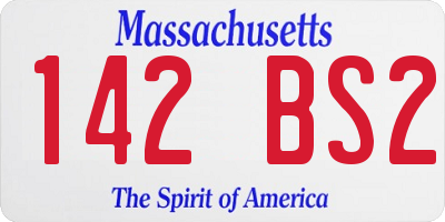 MA license plate 142BS2