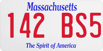 MA license plate 142BS5