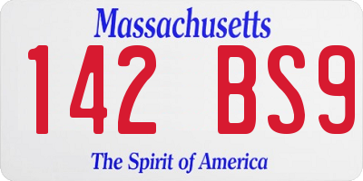 MA license plate 142BS9