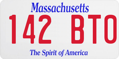 MA license plate 142BT0