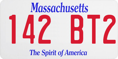 MA license plate 142BT2