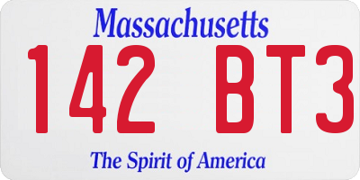 MA license plate 142BT3