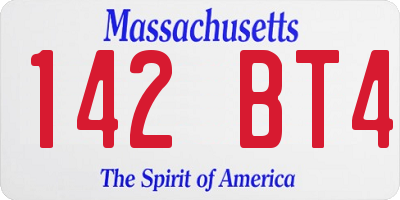 MA license plate 142BT4
