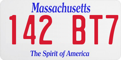MA license plate 142BT7