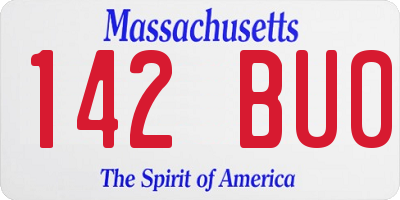 MA license plate 142BU0