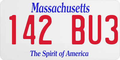 MA license plate 142BU3