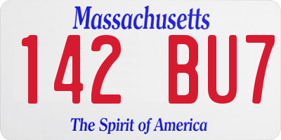 MA license plate 142BU7