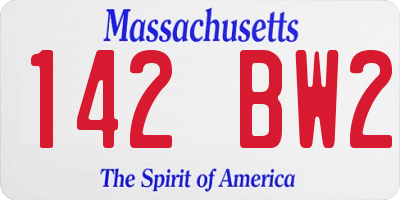 MA license plate 142BW2