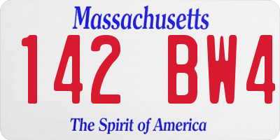 MA license plate 142BW4
