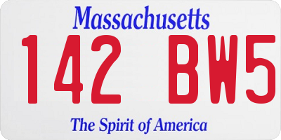 MA license plate 142BW5