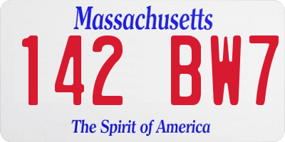 MA license plate 142BW7