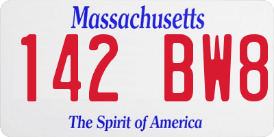 MA license plate 142BW8