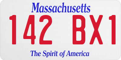 MA license plate 142BX1