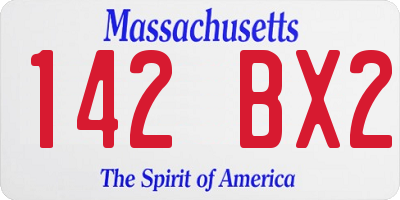 MA license plate 142BX2